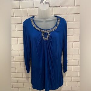AB STUDIO women 3/4 sleeves blue top/size L